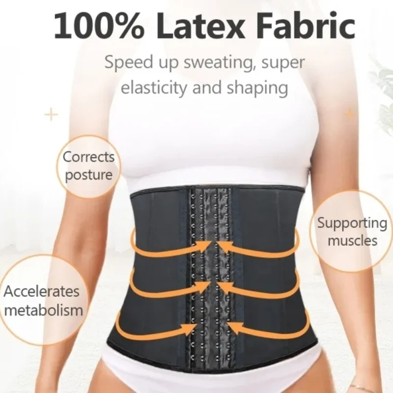 Straight Smooth Shaping Coat Latex Fabric Corset 9 Steel Bone Waist Trainer Slimming  Lose Weight Muscle Tank Shapewear