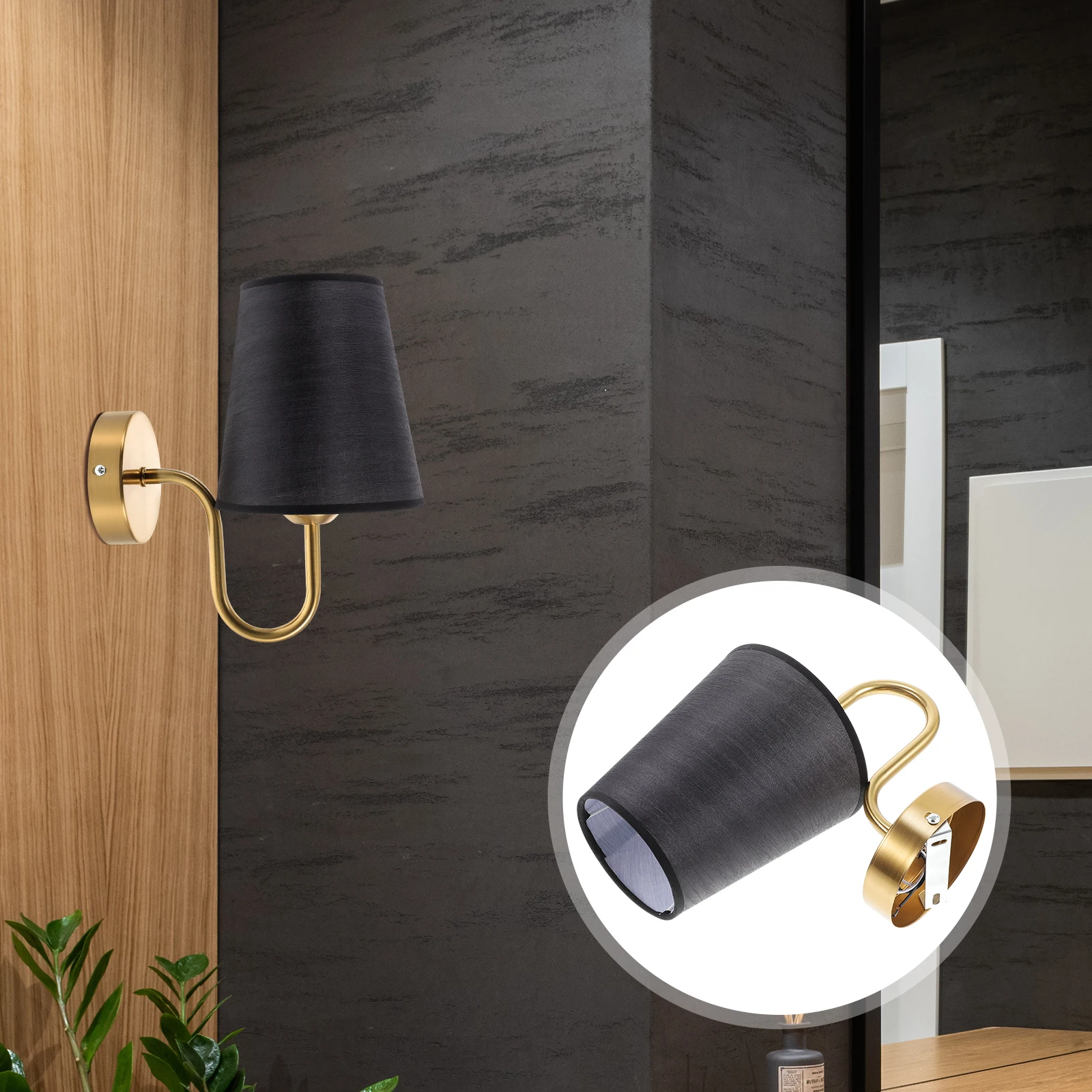 

Wall Lamp Fabric Shades for Sconces Indoor Lamps Bedroom Lighting Fixtures Stand Black