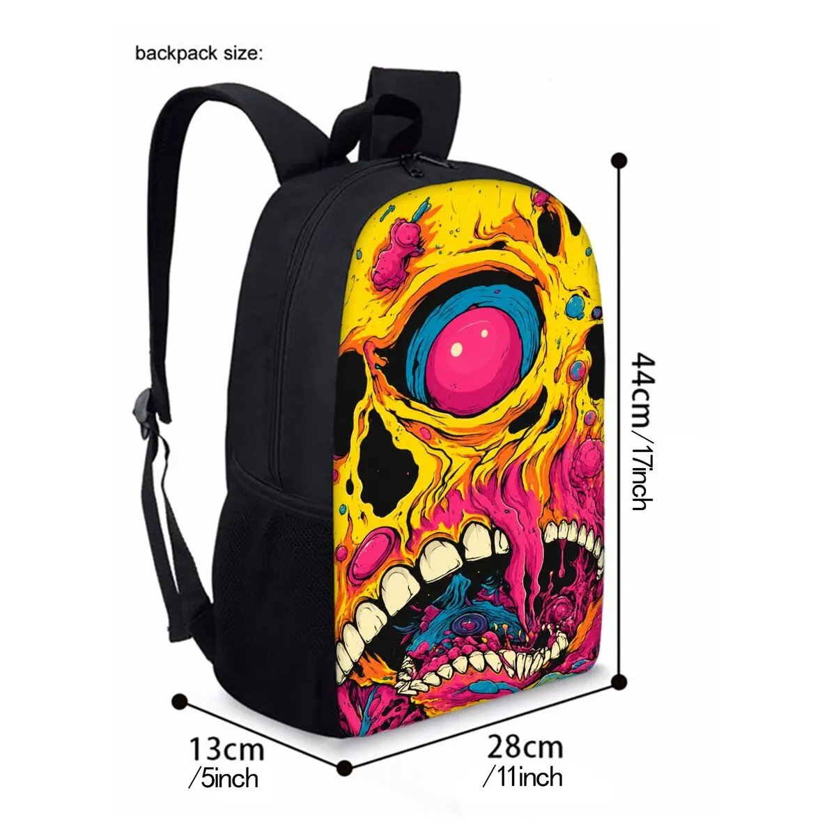 One Eyed Monster Print Single Layer Backpack for Boy/Girls Best Gifts 2D Flat Cartoon School Bag for Children Bags
