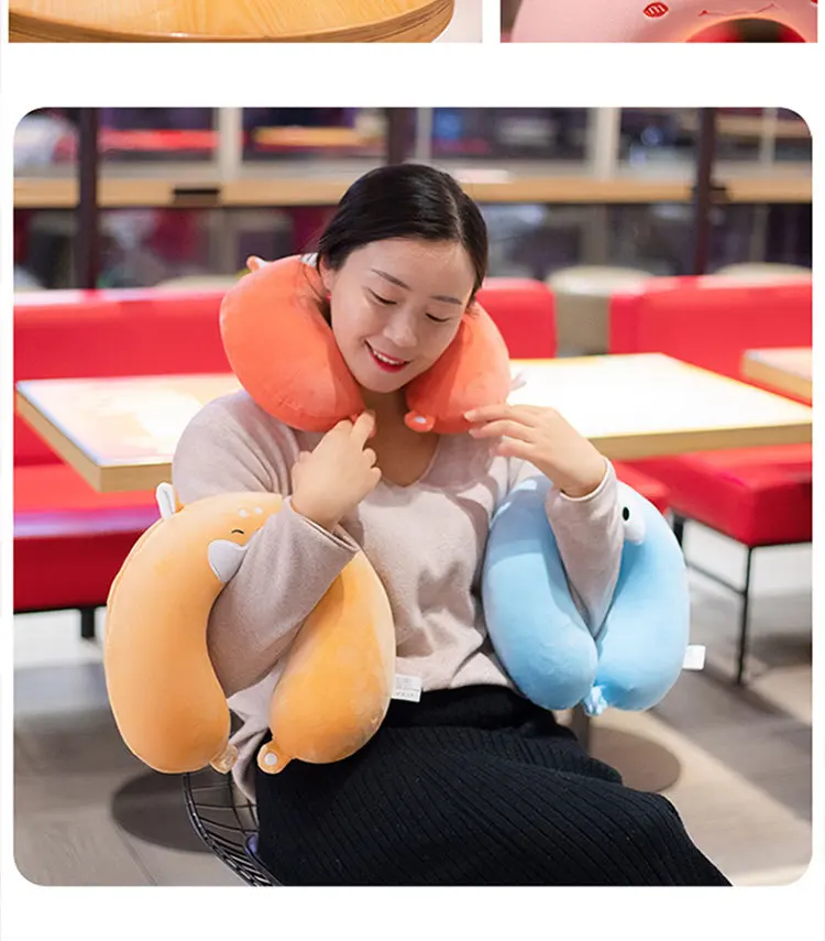 Cartoon Memory Foam U-shaped Pillow Airplane Travel Office Lunch Break Sleeping Pillow Slow Rebound Healthcare Neck Pillow