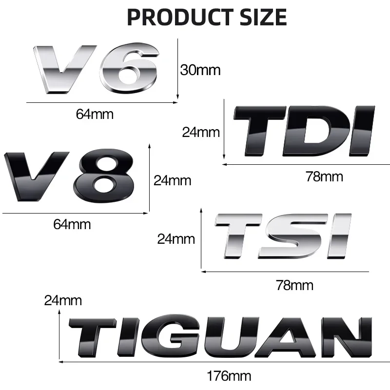 1PC 3D ABS TIGUAN TSI TDI Car Letter Logo Sticker Tail Bumper Badge Auto Rear Trunk Emblem Styling Accessories for Volkswagen