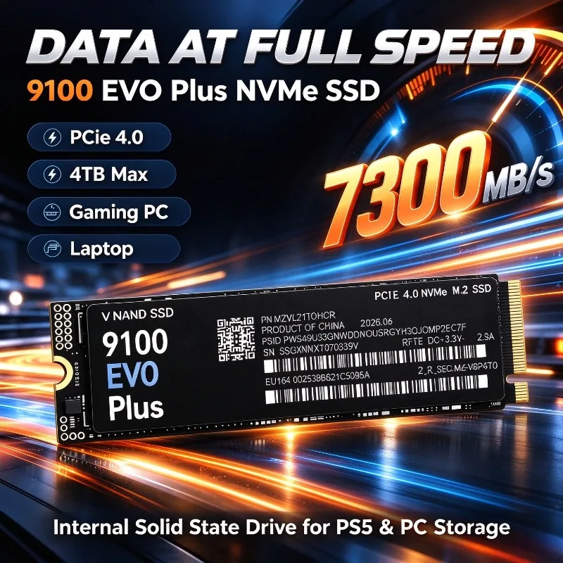 9100 EVO Plus M.2 2280 NVMe SSD 500GB-4TB 7300MB/s Internal Solid State Drive for PS5 Gaming Desktop Laptop PC High Speed PC SSD