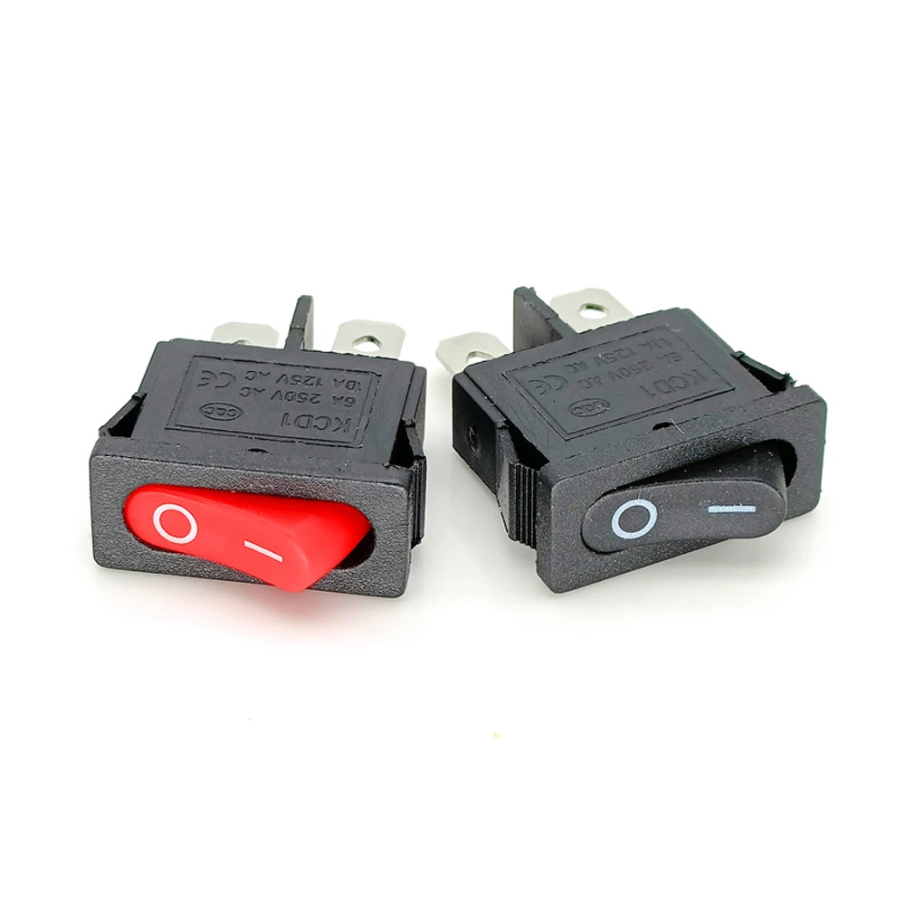 100PCS KCD1 Ultra-Thin Type Plastic Rocker Push Button Switch ON-OFF 6.8*19.2MM Rocker Toggle Switch with 2Pin Terminal