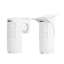 Wireless Outdoor Two PIR Motion Detector with Rain Cover 12M 108° Wide Angle Detecting Coverage Pet Immune 20KG for Security