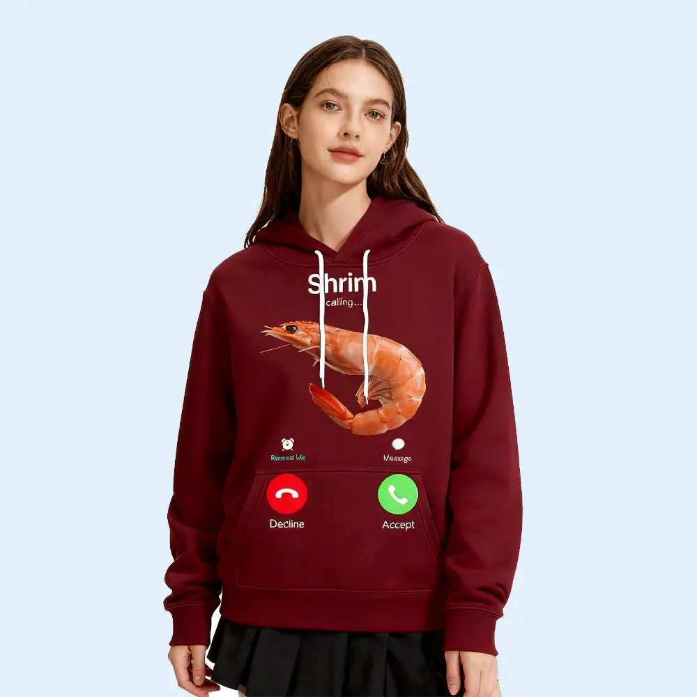 

Shrimp Spelling Error Funny Shrimp Meme Print Hoodie Fashion Casual Niche Long Sleeve Tops Autumn Women's Slim Fit Streetwear