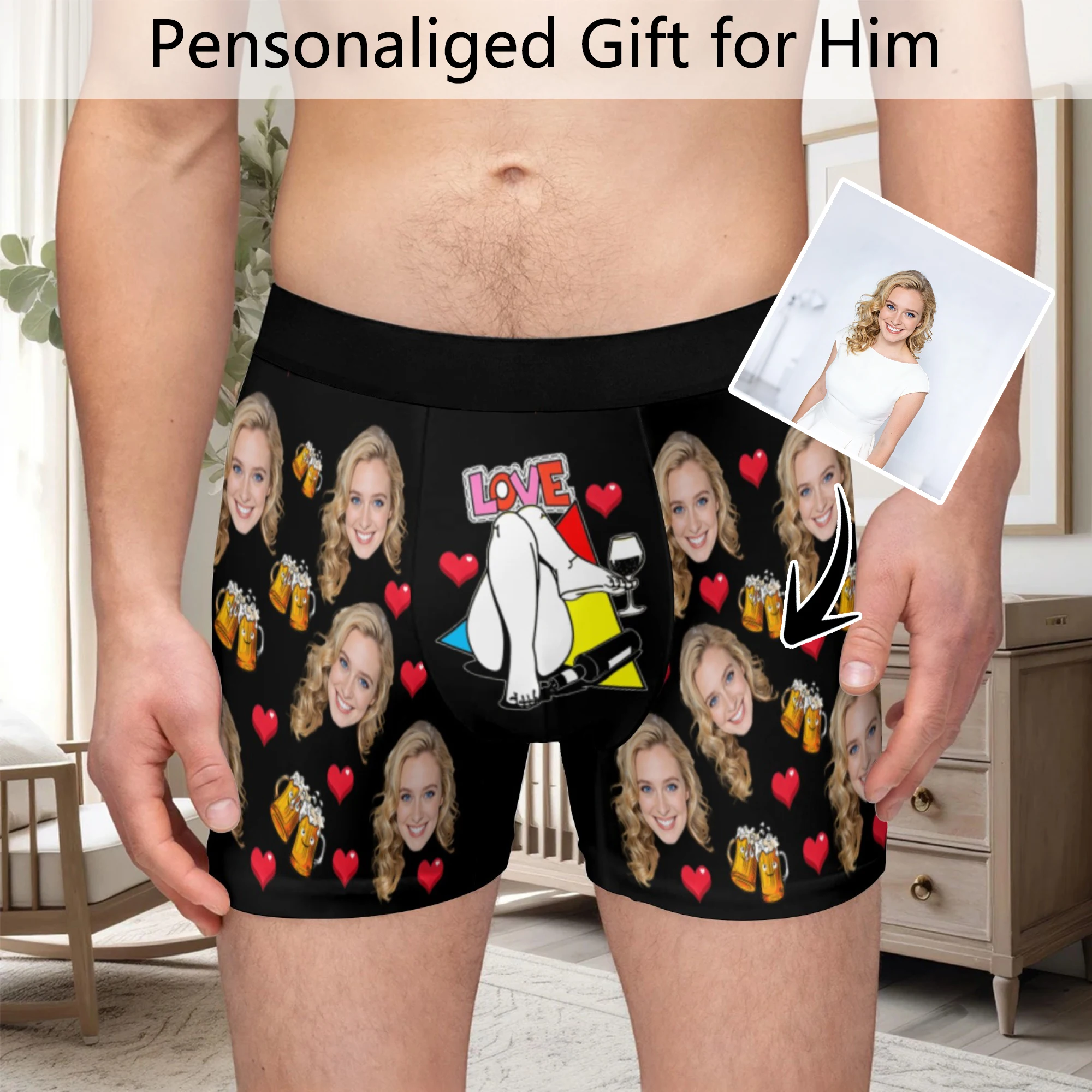Personalized facial photo customization flat underwear customization men's Valentine's Day gift for husband gift for father