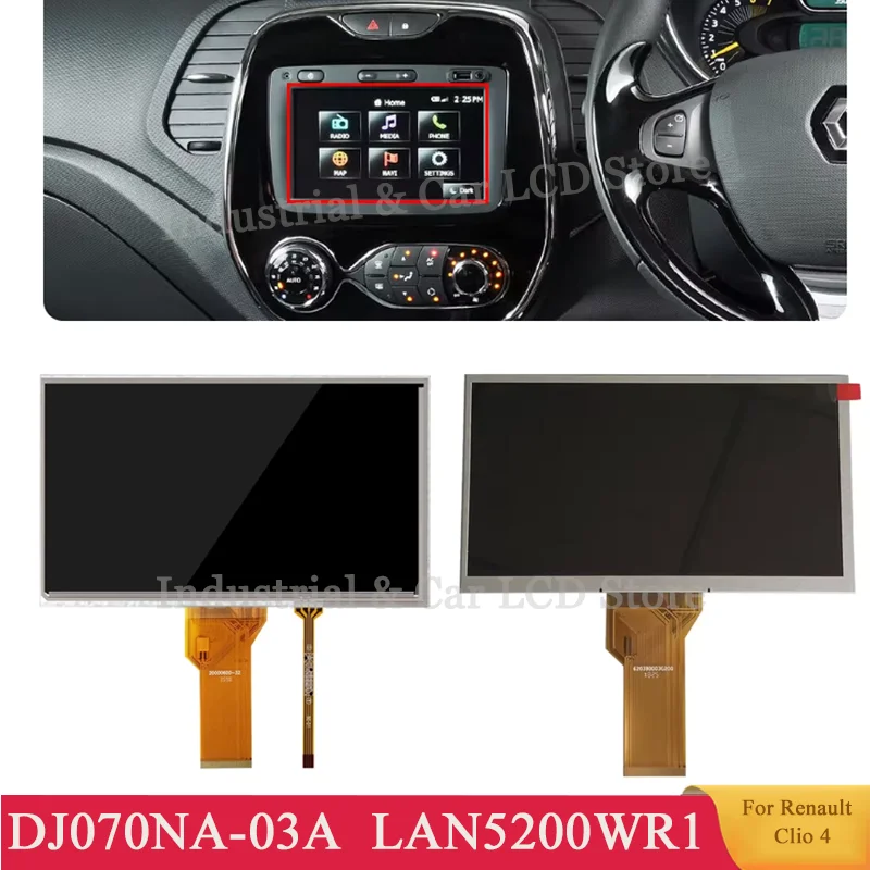 7 Inch LCD Display Screen DJ070NA-03A For RenaultClio 4 LAN5210WR1 LAN5200WR1 Media Navigation LCD With Touch Screen Replacement