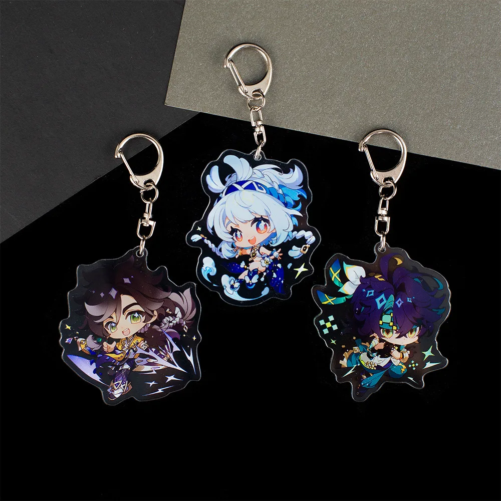 Mualani Kachina Kinich Emilie Anime KeyChain Yuan Shen Men Key Chain for Women Kawaii Game Figure Acrylic Keyring Pendant Gift