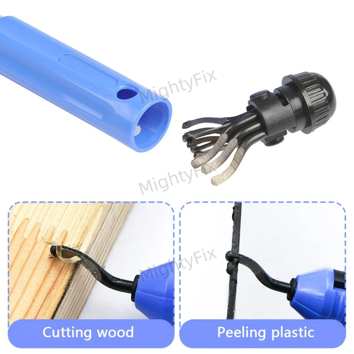 NB1000 Deburring Tool with 10PCS MIX Swivel Blade Burr Removal Reamer Works on Metal Resin PVC Pipes Copper Plastic 3D Printing