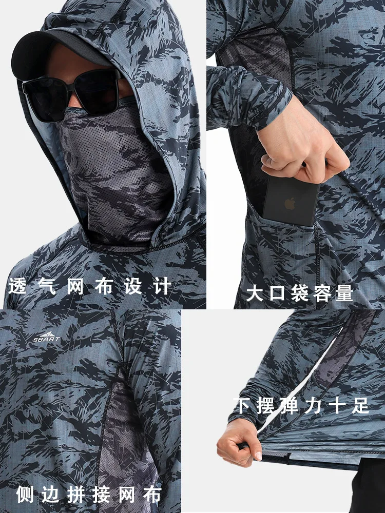 Shabat zomer sneldrogend vispak, ademende zonwerende kleding voor heren, heren Ice Silk UPF50+ UV-beschermingskleding