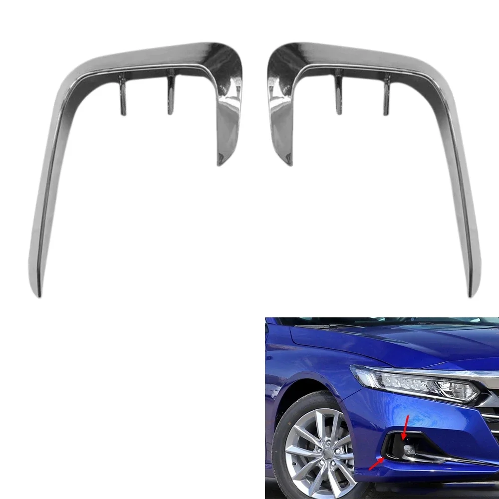 For Honda Accord 2022+ ABS Chrome Front Bumper Spoiler Air Knife Fog Light Lamp Cover Trim Foglight Bezel Frame A
