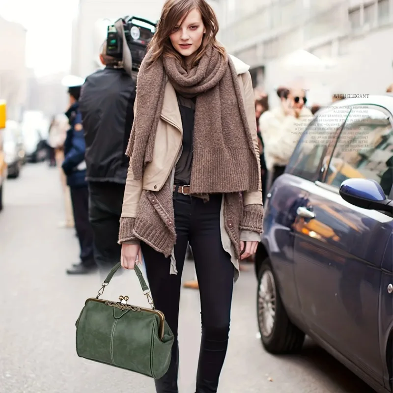 

Vintage Top Handle Crossbody Bag, Retro Kiss Lock Satchel Bag, Women's Shoulder Purse & Handbag