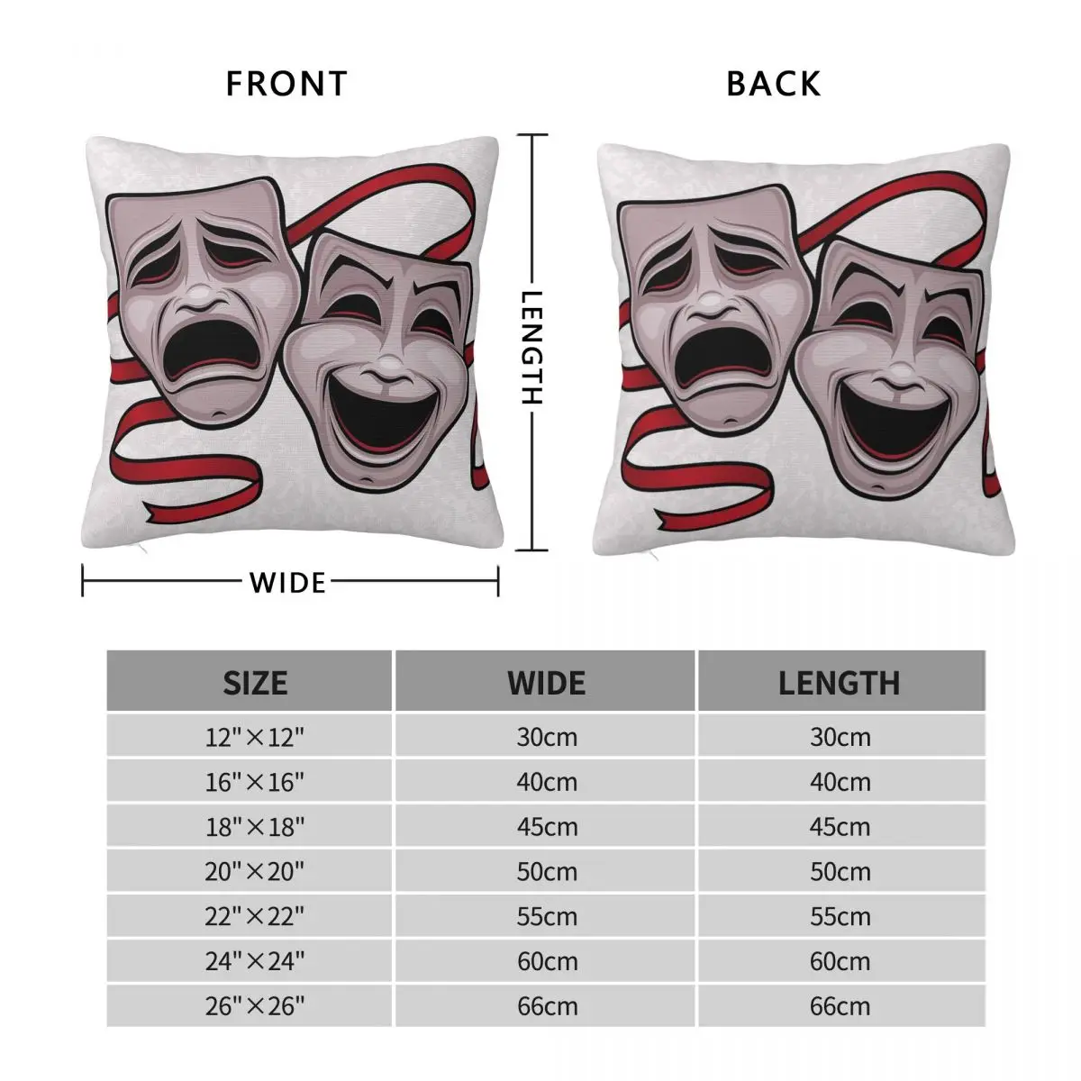 Comedy Tragedy Theater Masks Square Pillowcase Polyester Linen Velvet Pattern Decorative Pillow Case Home Cushion Wholesale 18
