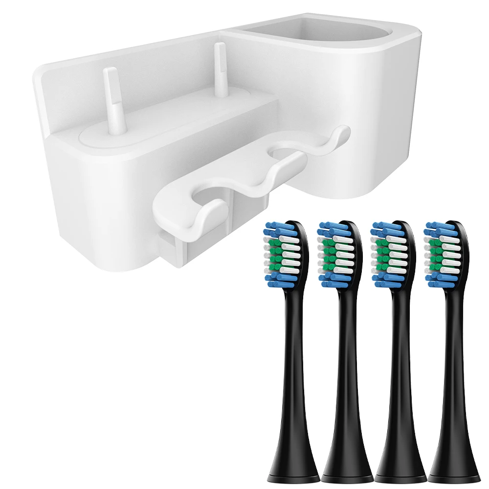 Vervangende borstelkoppen en aan de muur gemonteerde tandenborstelhouder/badkamerorganizer, compatibel met Philips Sonicare elektrische tandenborstel