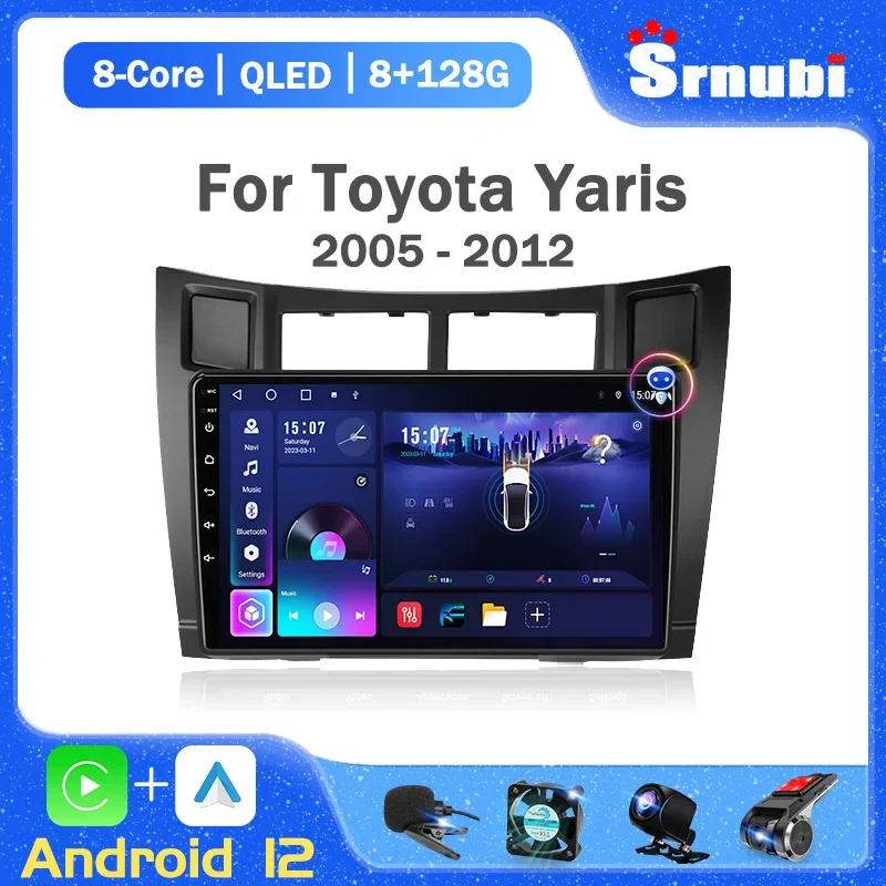 

Srnubi 2 Din Android 12 Автомобильный радиоприемник для Toyota Yaris XP90 2005-2012 Мультимедийный плеер 4G Carplay Головное устройство GPS Стерео Авторадио