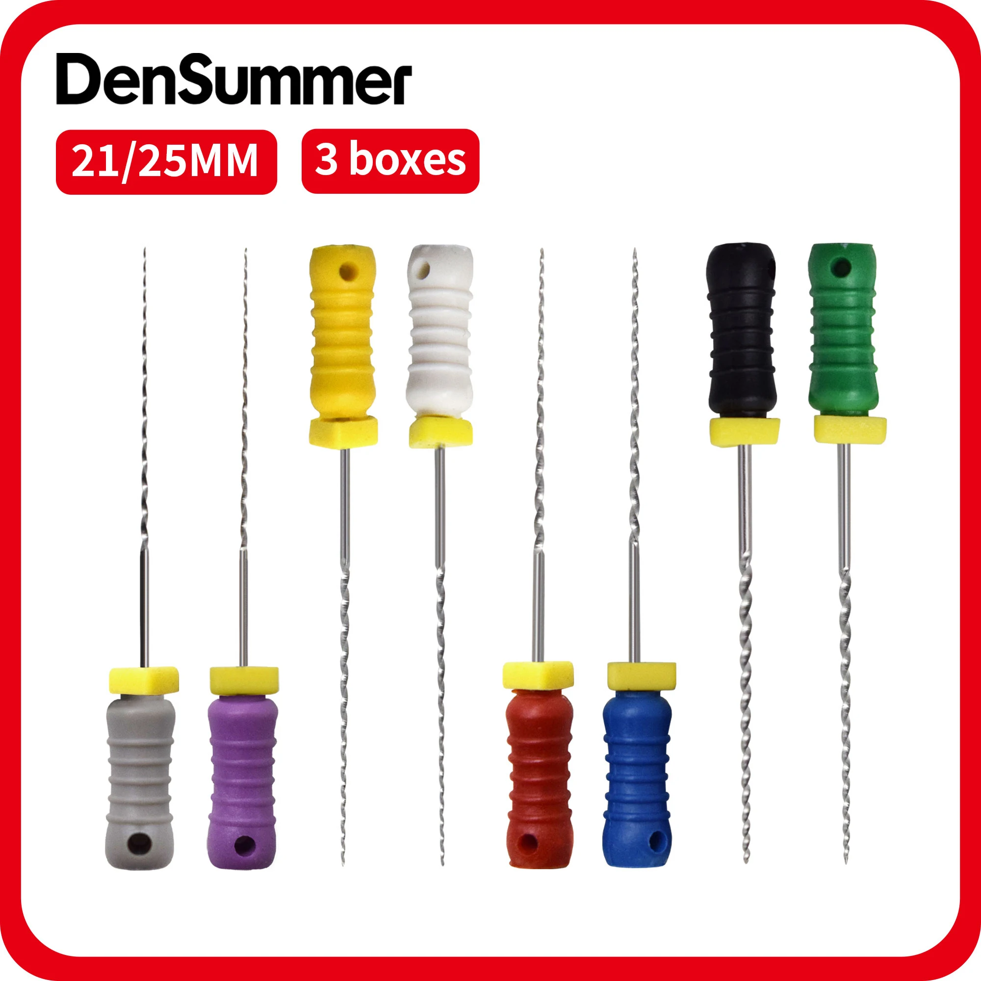 3Boxes Densummer 21/25mm Hand Use File Thread Design Root Canal Dentistry File #15-40 Endo R Files Stainless Steel Reamers Files