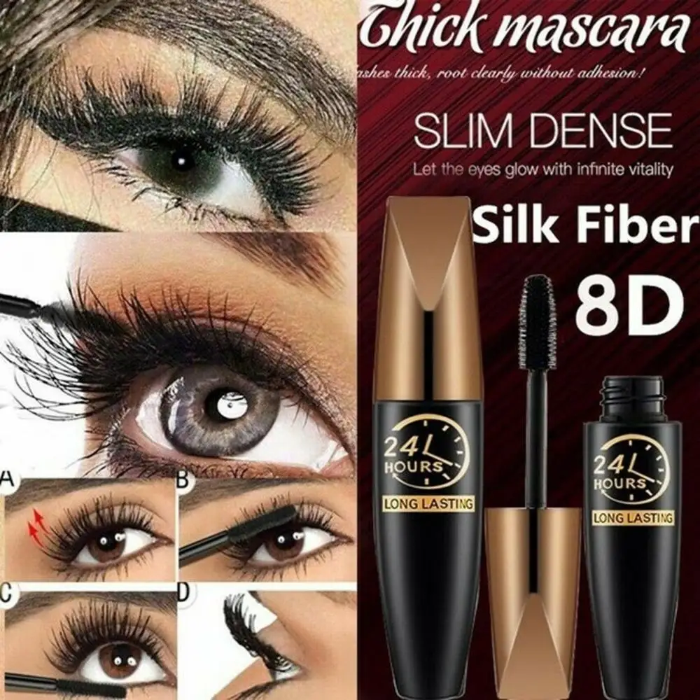 Longlasting Smudge-proof Quick Drying Voluminous Fiber Lashes Extension 4D Silk Fiber Mascara Eye Makeup Tool