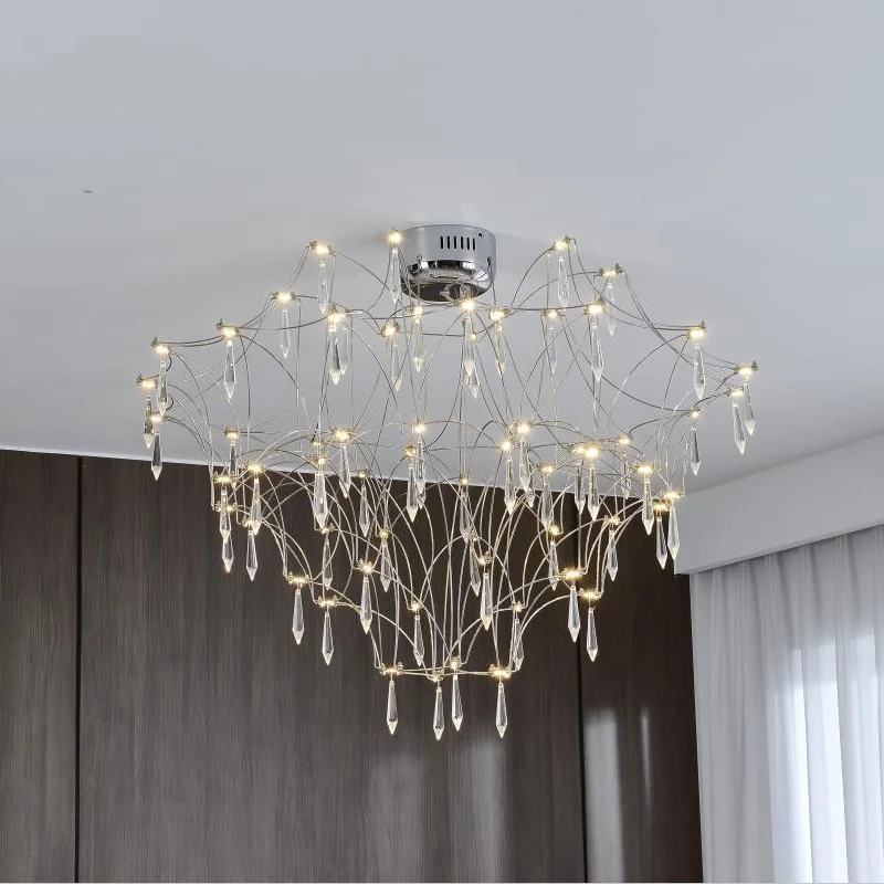 Italian stainless steel crystal living room pendant lamp villa restaurant designer's style Mantianxing Fireflies Chandelier