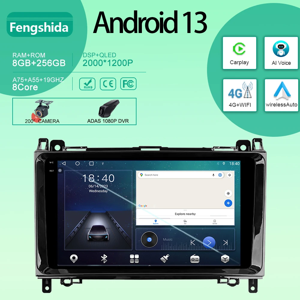 

Car For Mercedes Benz B200 Sprinter W906 W639 Classe W169 W245 Android Auto Radio Multimedia Player GPS Navigation No 2din DVD