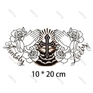 ملصق وشم مؤقت مقاوم للماء ، زهور مزيفة ، صلاة كبيرة ، أيدي ، صليب ، رسائل جميلة بشرف ، فلاش الرقبة ، نساء ، رجال أعلى 10 مبيعات للرجال عبر الوشم - No4