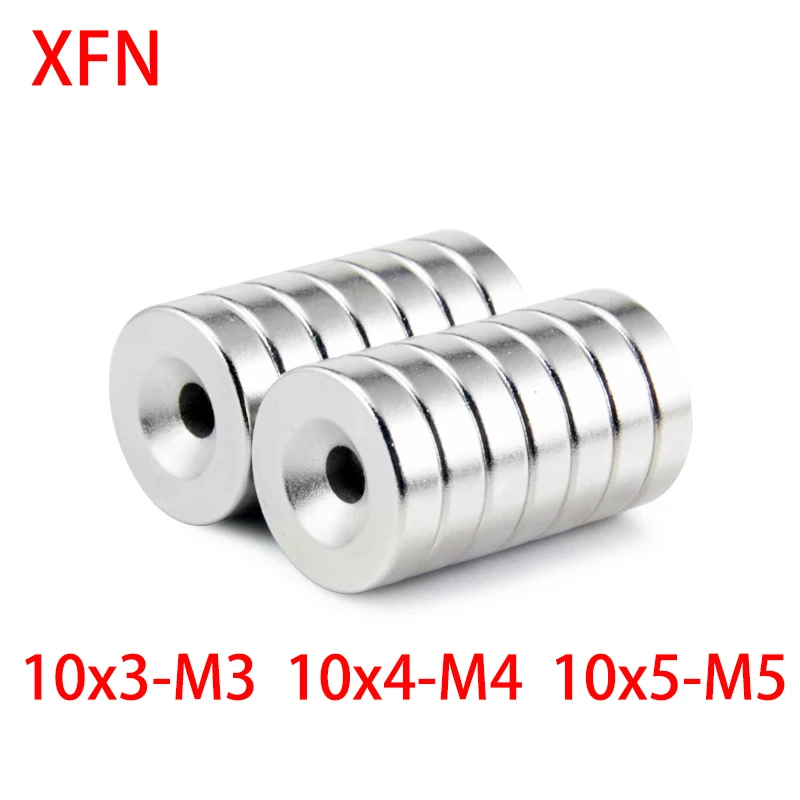 

10x3mm Strong Neodymium Magnets with Hole Dia 10mm With M3 M4 M5 Countersunk Ring Hole Rare Earth Round N35 Magnet Strong