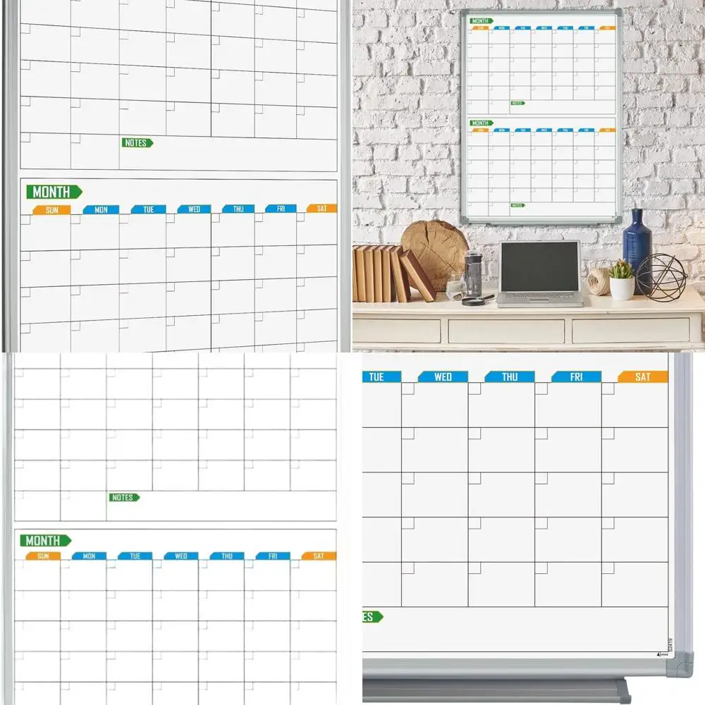 لوحة تقويم جافة مؤطرة من الألومنيوم مثبتة على الحائط مقاس 24 × 18، مخطط شهري