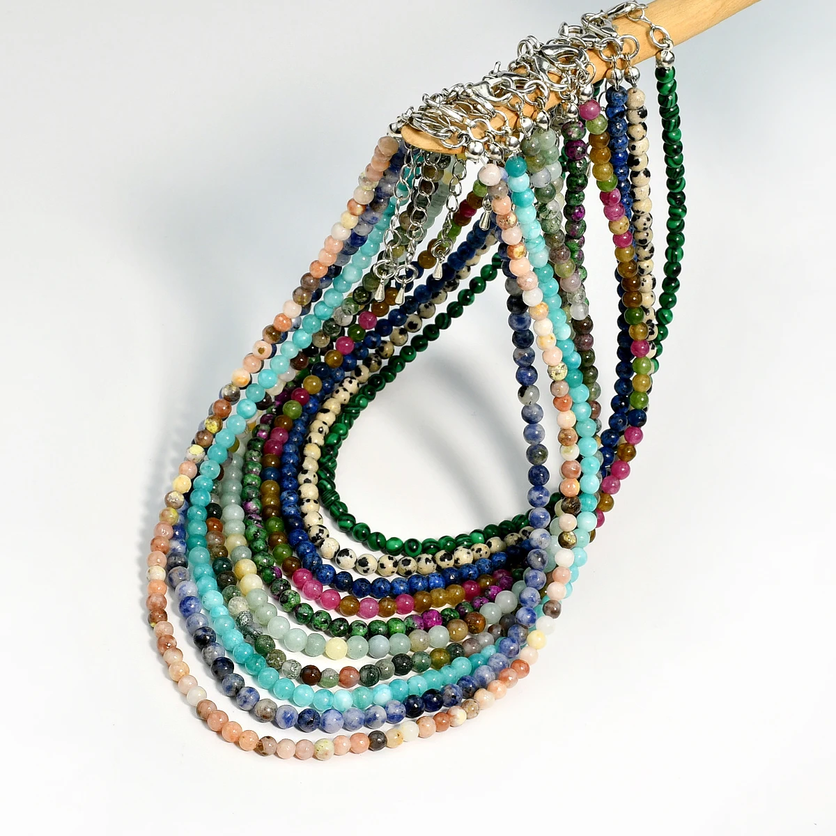 Yumfeel Bohemian Colorful Natural Stone 4mm Round Beads Necklaces Women Summer Friendship Neck Jewelry Fashion Vacation Chokers
