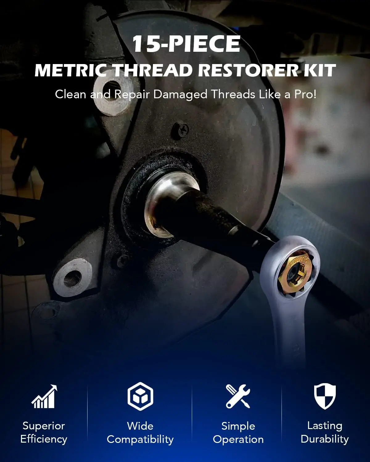 Set Pembuat Ulir Metrik 15-Piece: M6-M12, Termasuk 7 Tap, 7 Dies, 1 File – Peralatan Pembuat Ulir Universal