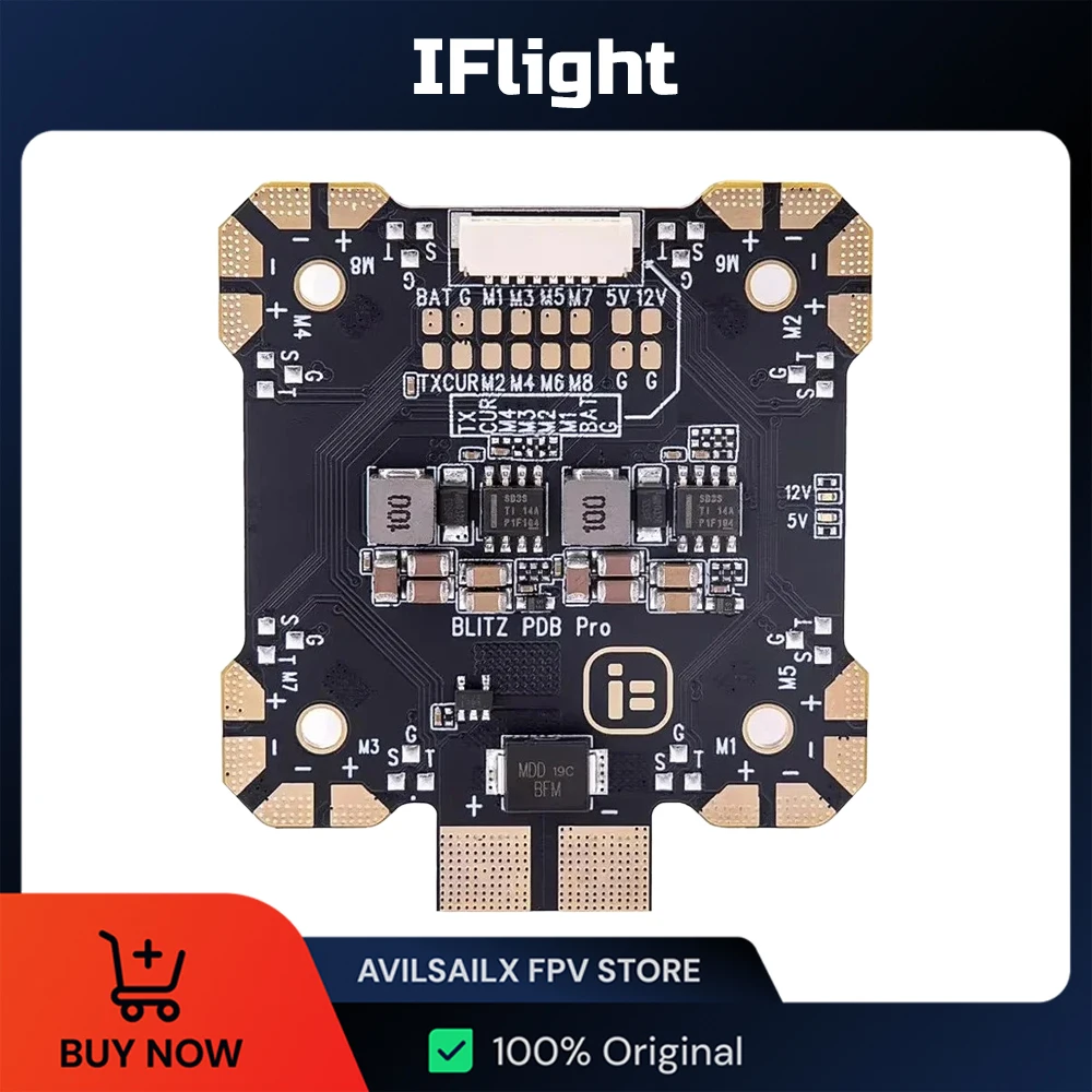 IFlight BLITZ PDB 55A/ PDB 80A Pro 4-8S Lipo 330A Power Distribution Board Dual BEC Output 5V/3A, 12V/2A for 5-7 Inch FPV Drone
