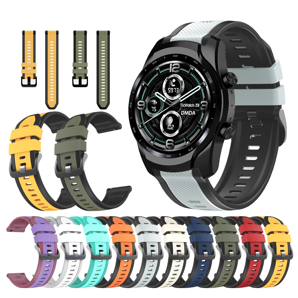 Soort Strap Silikon Uhr Band 22mm Für TicWatch Pro 3 Ultra GPS/LTE E2 S2 Pro X GTW 2021 Smartwatch Armbänder Frauen Männer Correa