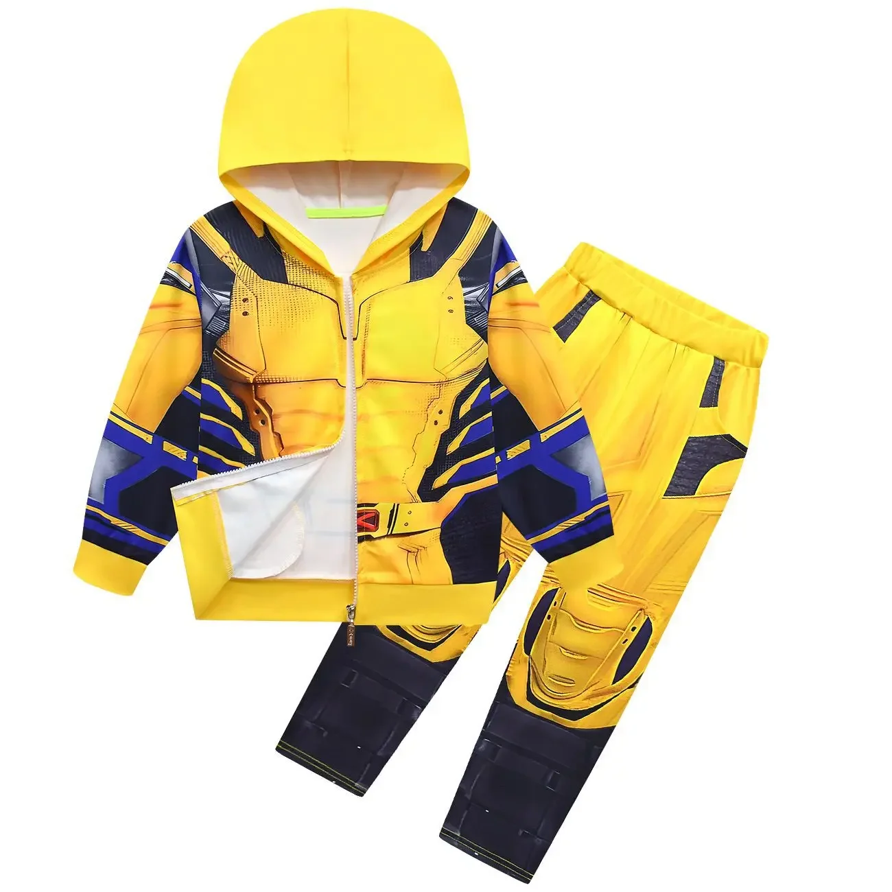 Kids Boys Superhero Wolf Wade Logan Zipper Hooded Jacket Long Pants Set Outfit Christmas Halloween Cosplay Costume