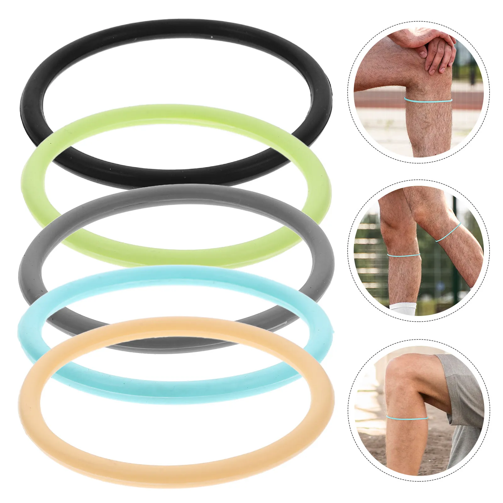 

5Pcs Knee Protection Bands Silicone Elastic Patellas Brace Strap Fixed Stabilizer Rings for Basketball Running Soccer Sports