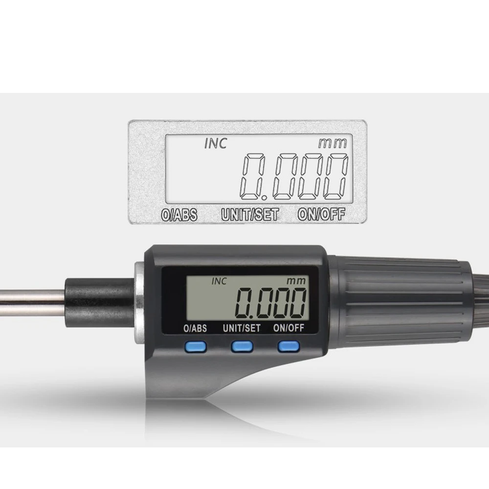 0-25mm Digital Display Micrometer with Engraved Measuring Tool Spiral Differential Head with Mounting Electronics