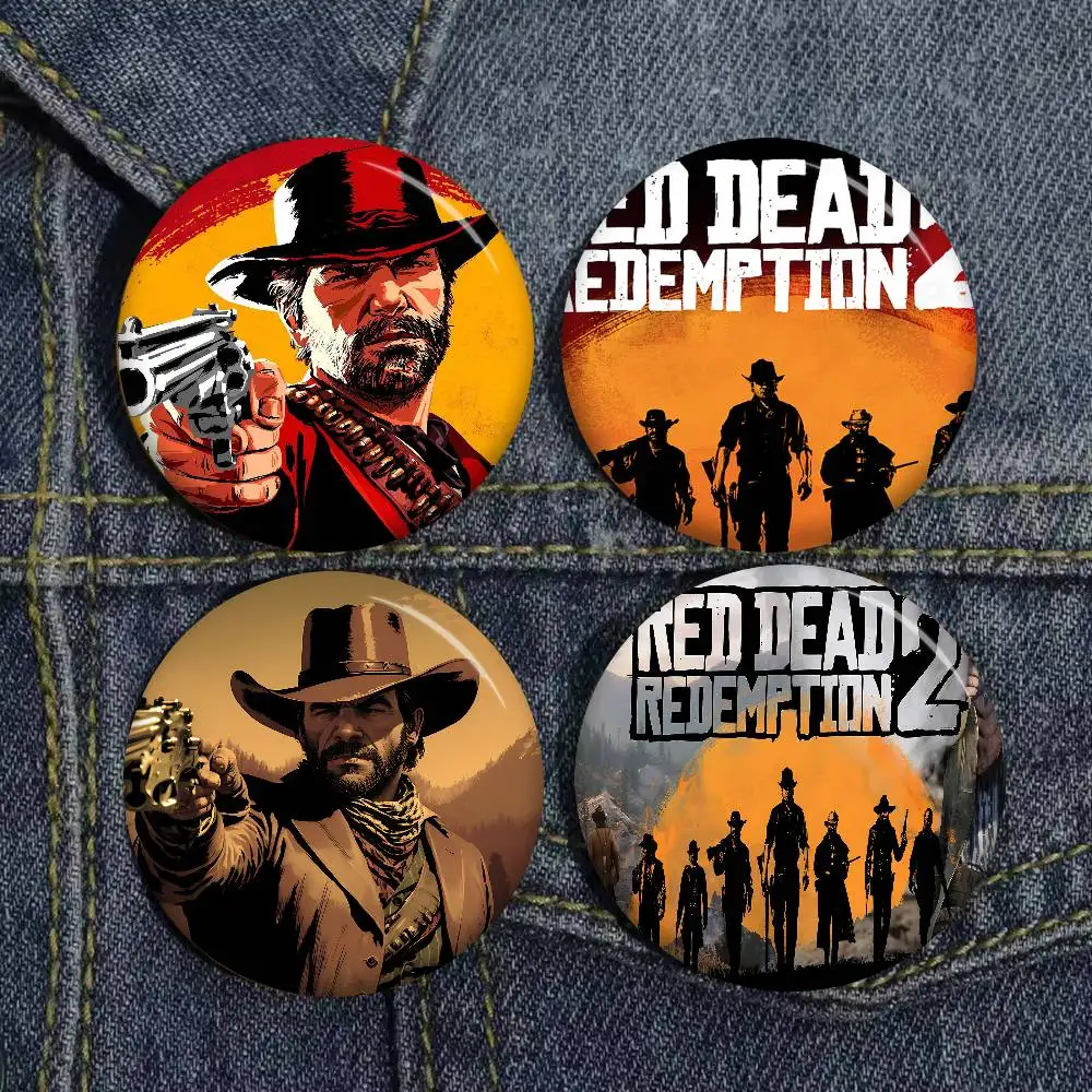 Game R-Red D-Dead R-Redemption 58mm Cute Anime Figure Icon Badge Handmade Tinplate Brooch for Backpack Clothes Chest Ornament