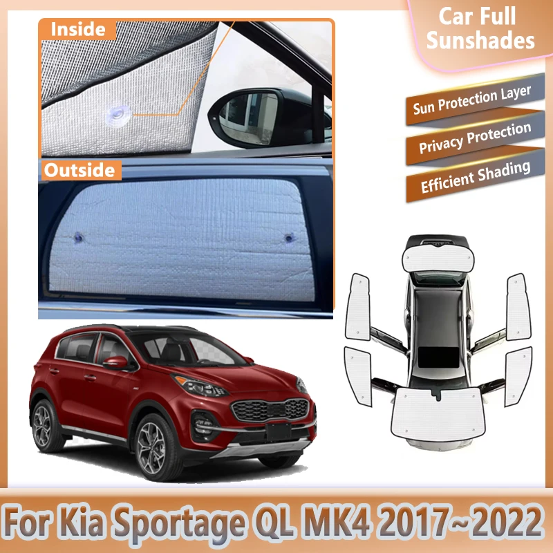 مظلات السيارات الكاملة لكيا سبورتاج اكسسوارات 2017 ~ 2022 QL MK4 الزجاج الأمامي المضادة للأشعة فوق البنفسجية قناع الشمس الظل غطاء الملحقات الداخلية #1