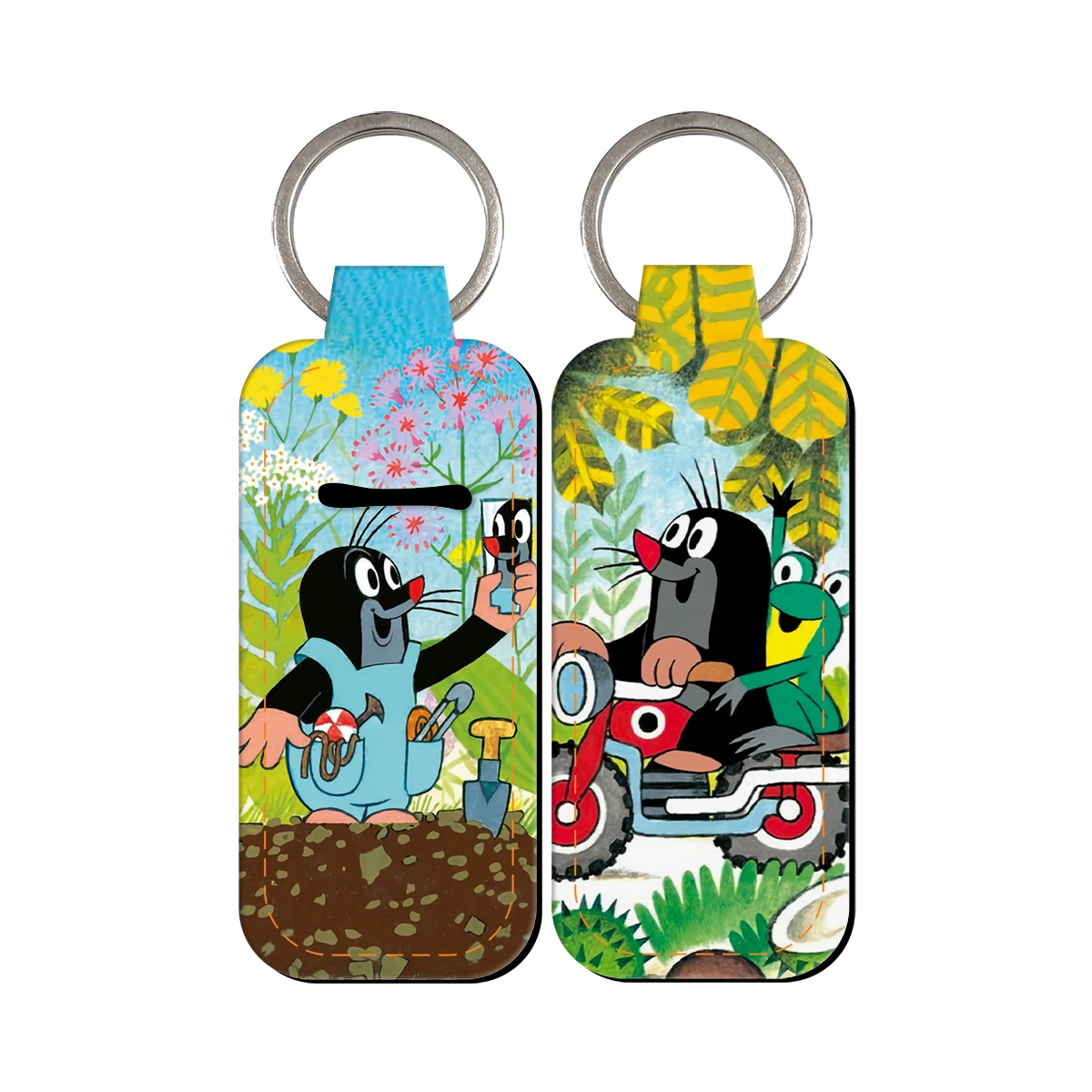 

Cute Mole Clip On Lipstick Holder Keychain Print Cartoon Animal Keyring Trendy Lip Balm Key Chain Bag Charms Travel Accessories