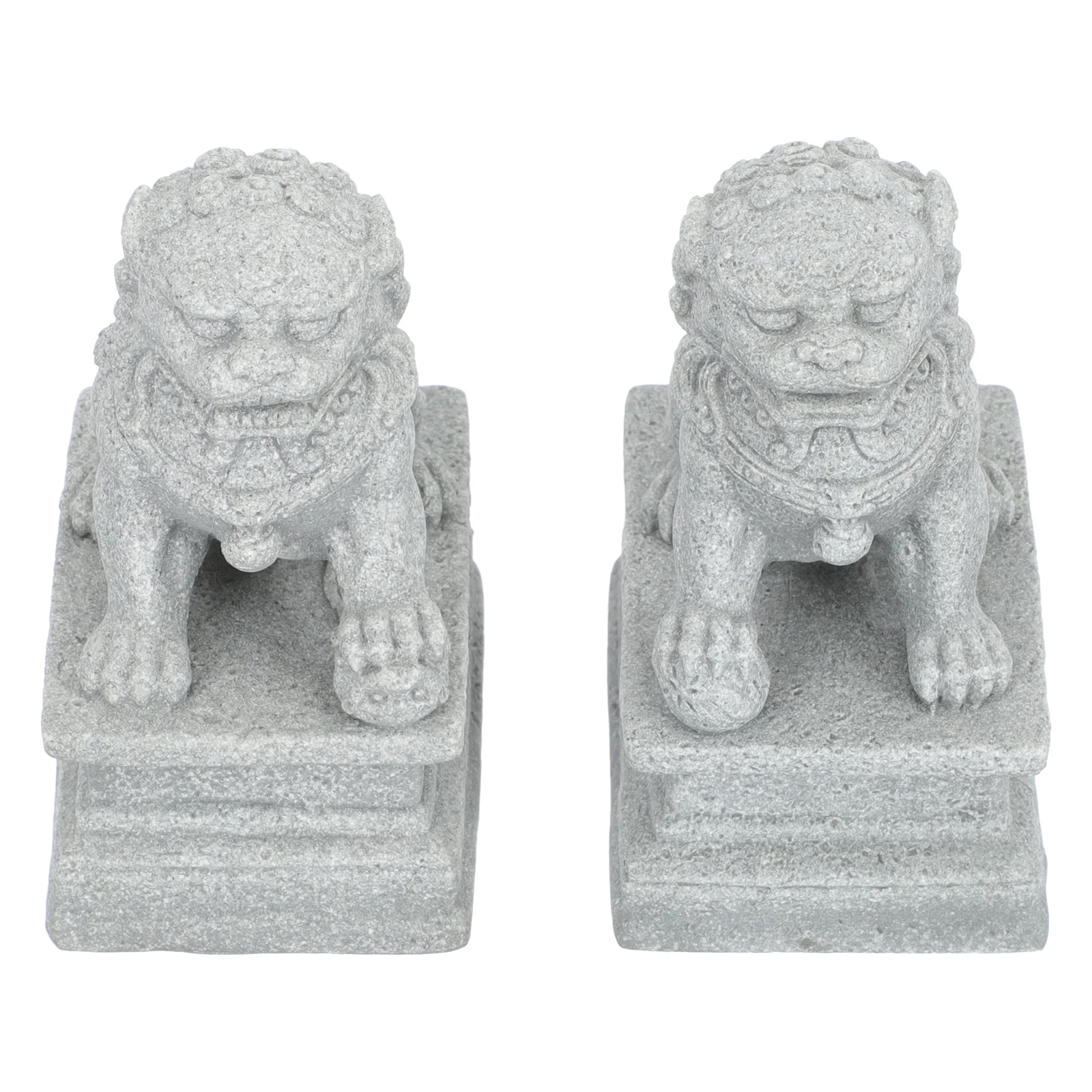 

North Lion Figurines Sandstone Style Mini Guardian Lions For Garden Plant Pot Decor Feng Shui Bonsai Decoration Micro