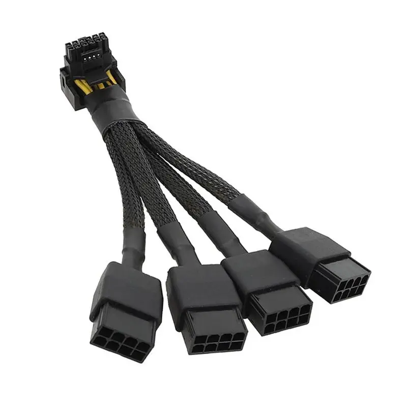 ABGI 4x8 Pin PCI-E to 16 Pin for Graphics Card Power Cable 12VHPWR Connector 90 Degree Elbow for GPU RTX4090 RTX4080, 15cm