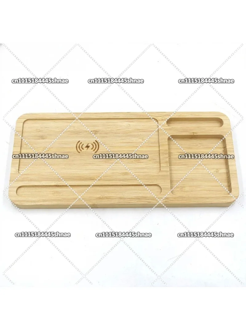 Environmentally friendly solid wood bamboo wood large tray wireless charging 15W desktop storage
