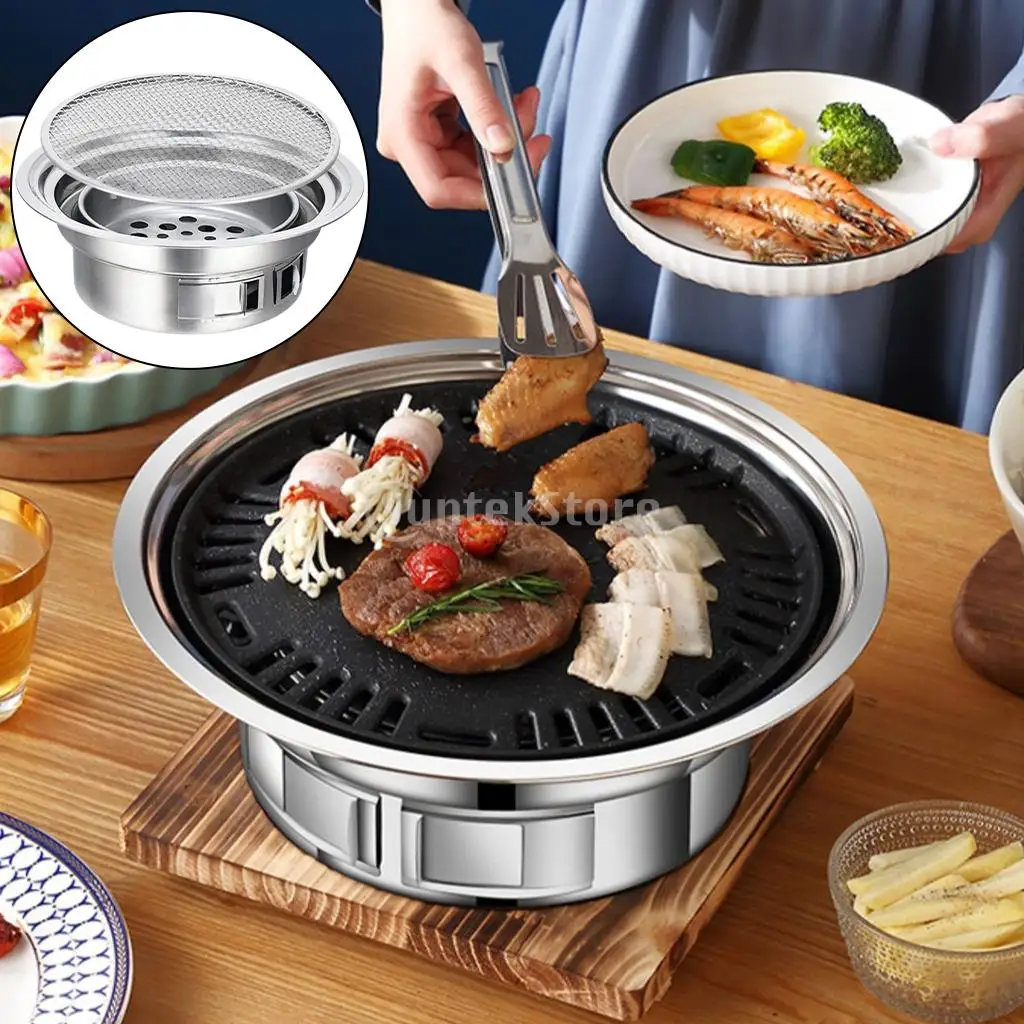 Korean Charcoal Barbecue Grill Household Korean BBQ Grill Non-stick for Home Kitchen Outdoor Garden Barbecue Stove