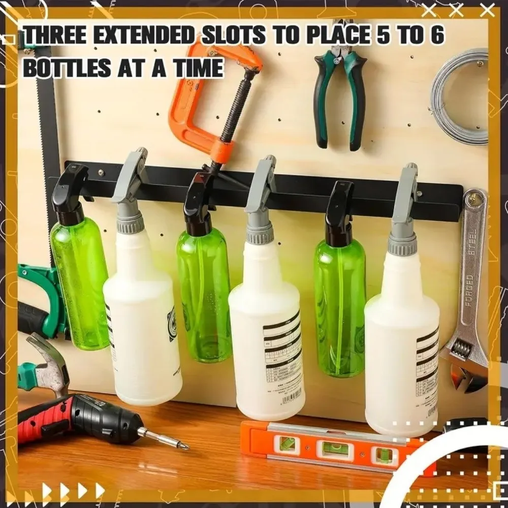 Iron Spray Bottle Holder Wall Mounted Multiple Compartments Spray Bottle Storage Rack Black Wall Mounted Organizer