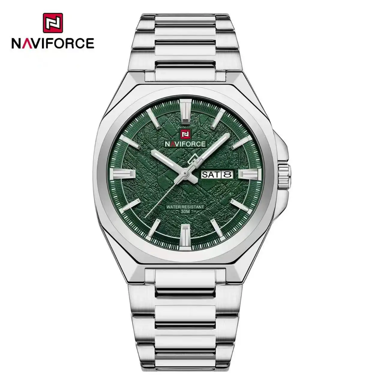 NAVIFORCE Men's Quartz Watch Business Watch Day Display Stainless Steel Watchband 3ATM Waterproof Men's Minimalist Watch NF9273