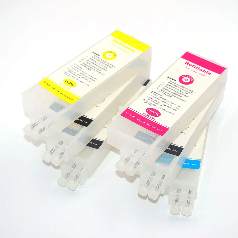 

6 цветов 260 мл PFI-102 PFI102 пустой сменный картридж без чипа для принтера Canon IPF510 iPF605 iPF610 iPF710 iPF500 iPF600