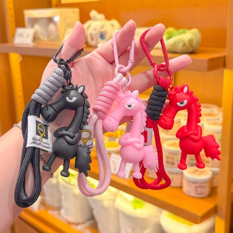 لطيف الحصان سيليكون المفاتيح أنيق الحبل تصميم المحمولة حلقة رئيسية متعة الكرتون الحيوان حقيبة قلادة ملحق 2026 هدية عيد #6
