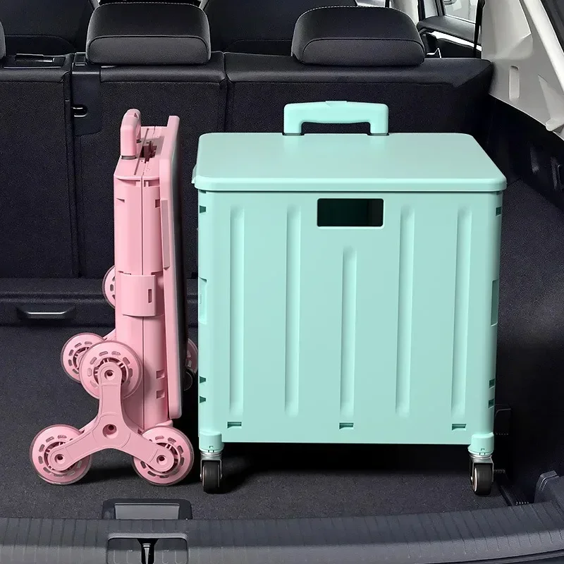 

-Moveable Storage Boxes Portable Foldable Trolley Cart Perfect for Home Storage Going Out Shopping Outdoor Picnic and Camping