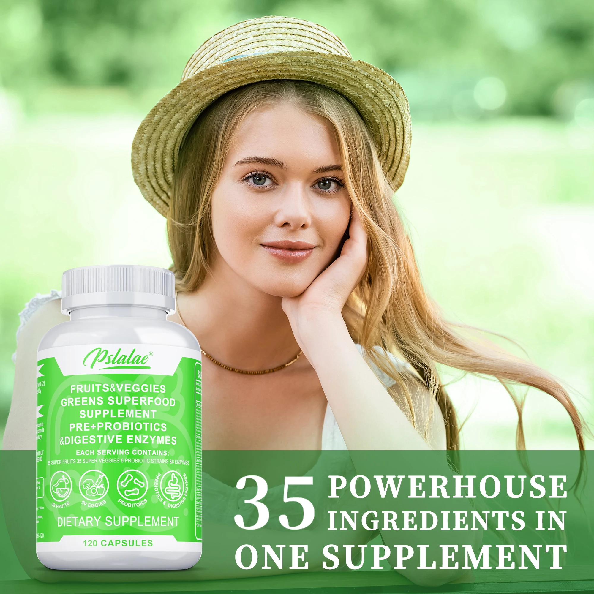 المكملات الغذائية الفائقة الخضراء للفواكه والخضروات - تحسن الهضم، والتمثيل الغذائي، وتعزز الطاقة، والمناعة وصحة الأمعاء