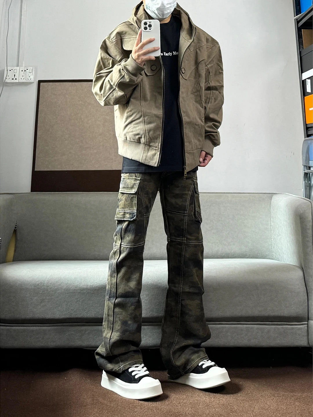 

Cleanfit Camouflage Wide Leg Workwear Pants Men's Sle American High Street Vibe Cool Knife Denim Autumn Faion