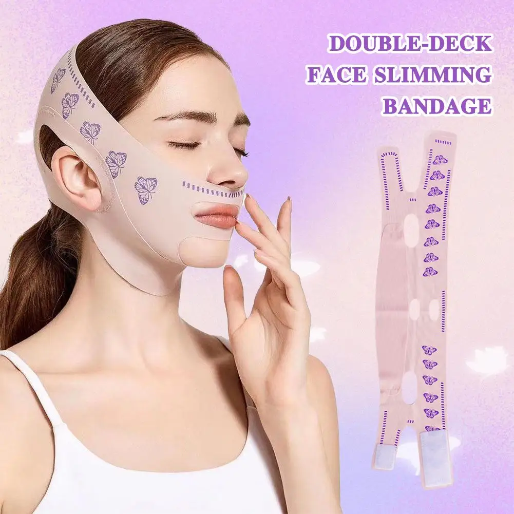 Double-deck Face Slimming Bandage Face Lifting Belt Slim Line Tool Chin Strap Slimming Strap Facial Mask Double Tightener F L9B4