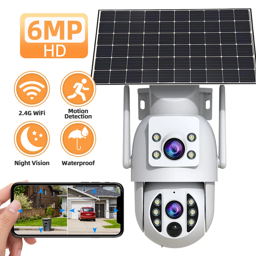 Cámara Solar WiFi JOOAN de 6MP para Exteriores, Pantalla Dual, Detección Humana, Visión Nocturna, Cámara IP de Bajo Consumo, Cámara de Seguridad con Batería