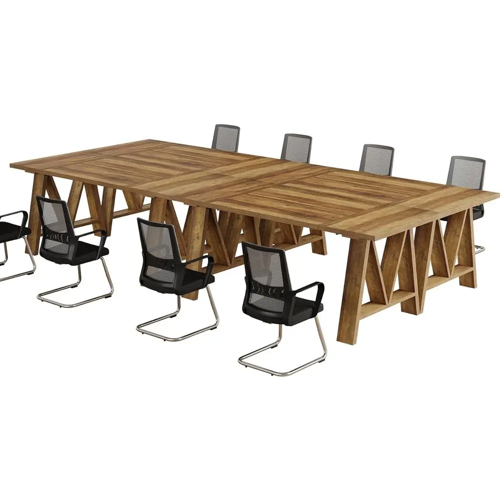 

Sturdy 4-6 Person Rustic Brown Wooden Conference Table for Office Meetings（4 piece）
